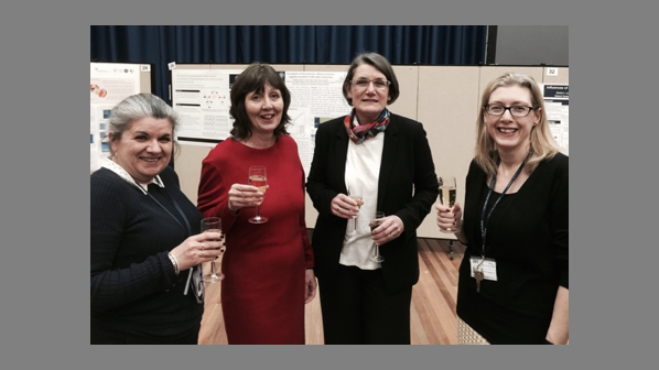 Carol Holder (in red) with Maria Fernandez, Liz Barnes-Moss and Niki Andrew