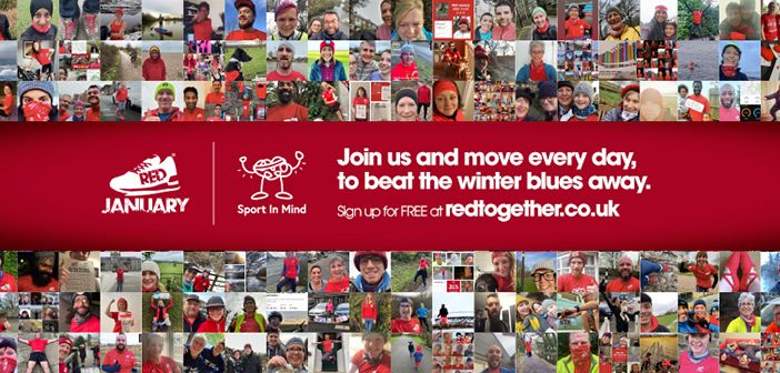 Background of people. Text: Join us and move every day, to move the winter blues away.